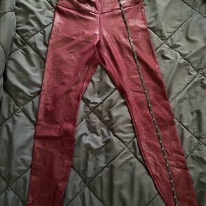 Shiny Red Burgundy Wine Leggings Nike Dri-Fit